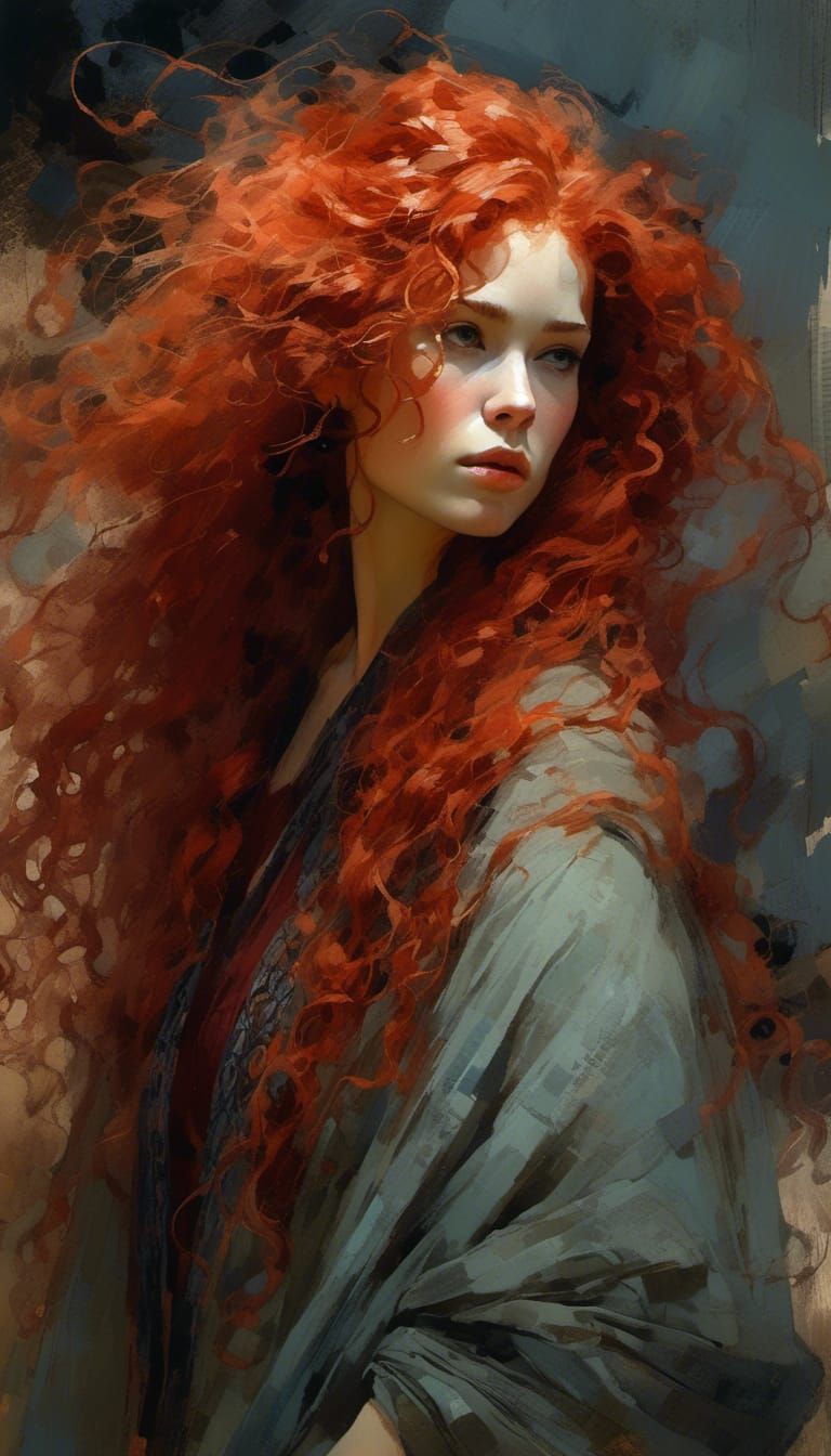 Red-Haired Elena Portrait with Intricate Details