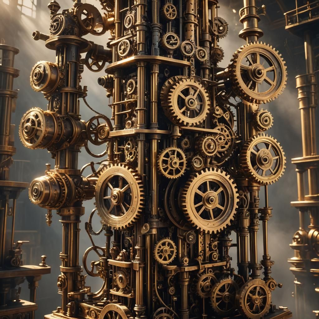 Steampunk Rube Goldberg Machine Sculpture
