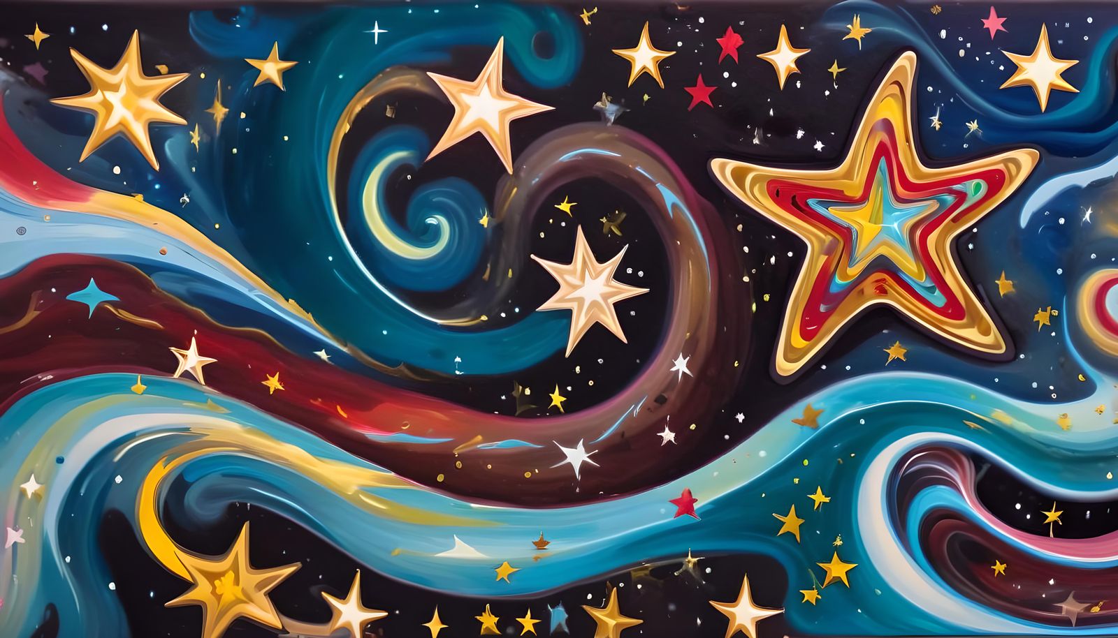 Electromagnetic Stars in Rich Impasto Oil Paint Style