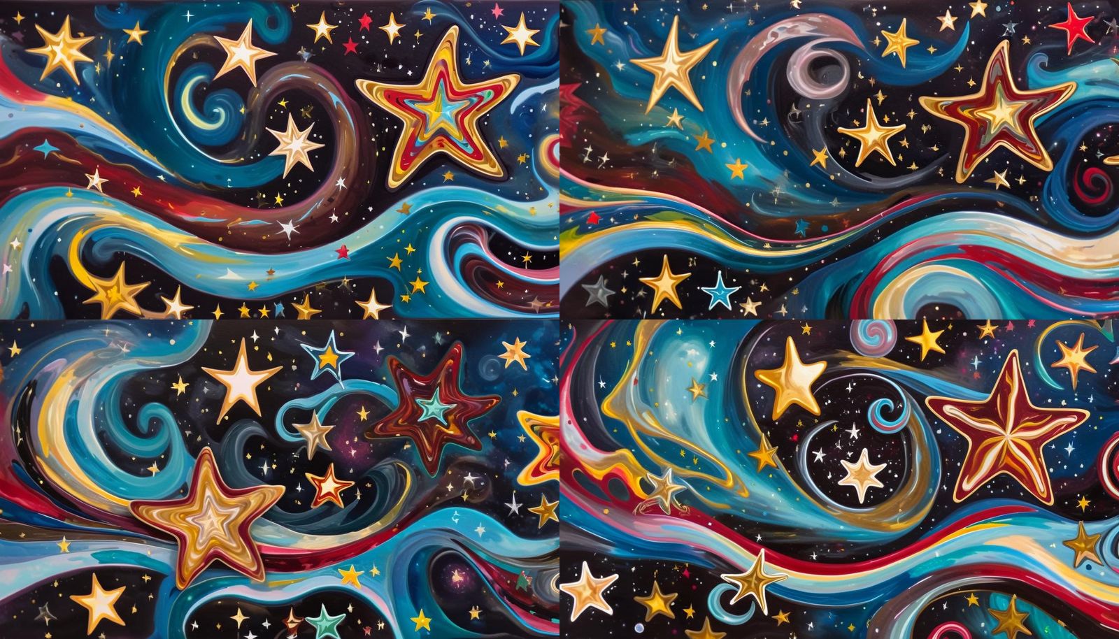 Electromagnetic Stars in Impasto Candyland Swirls