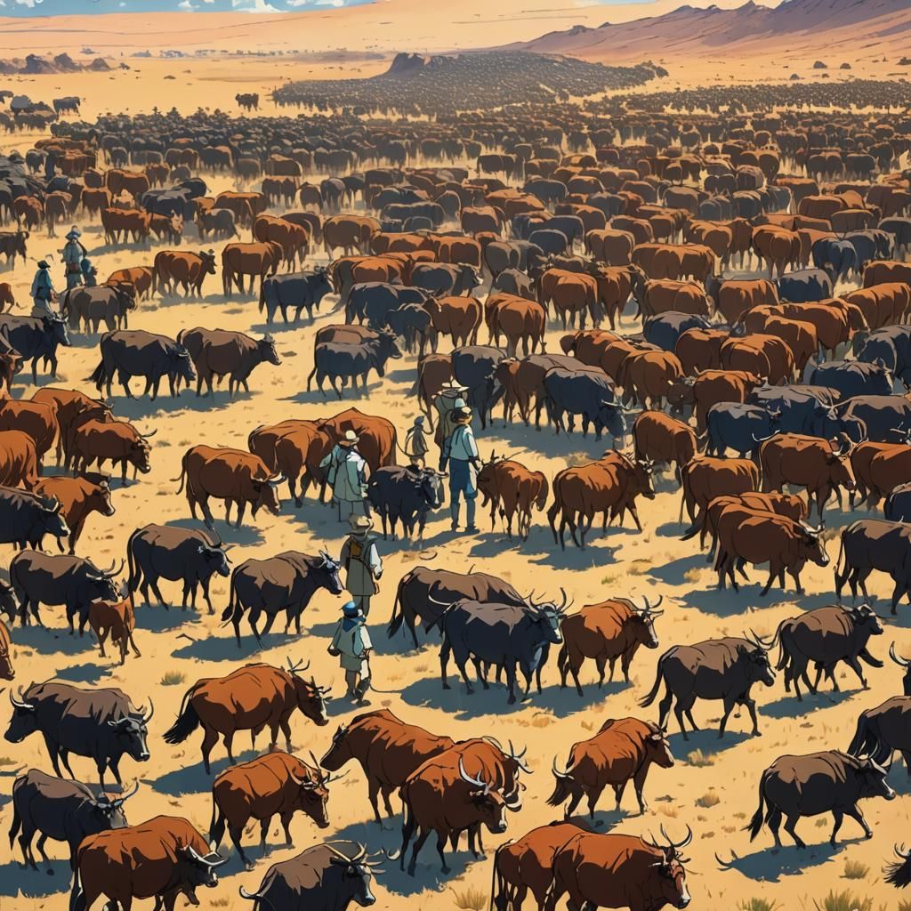 Gunslingers in Desert Sunset, Anime Style