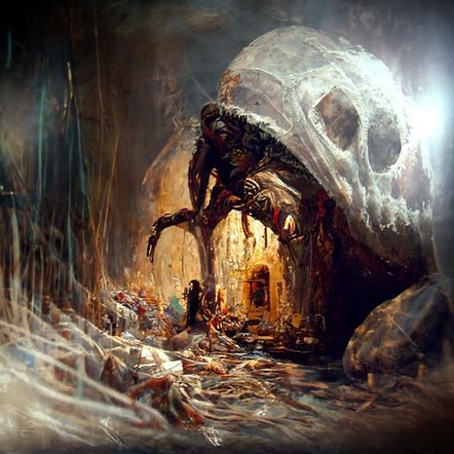 Sinister Bordello Scene as Oil Painting