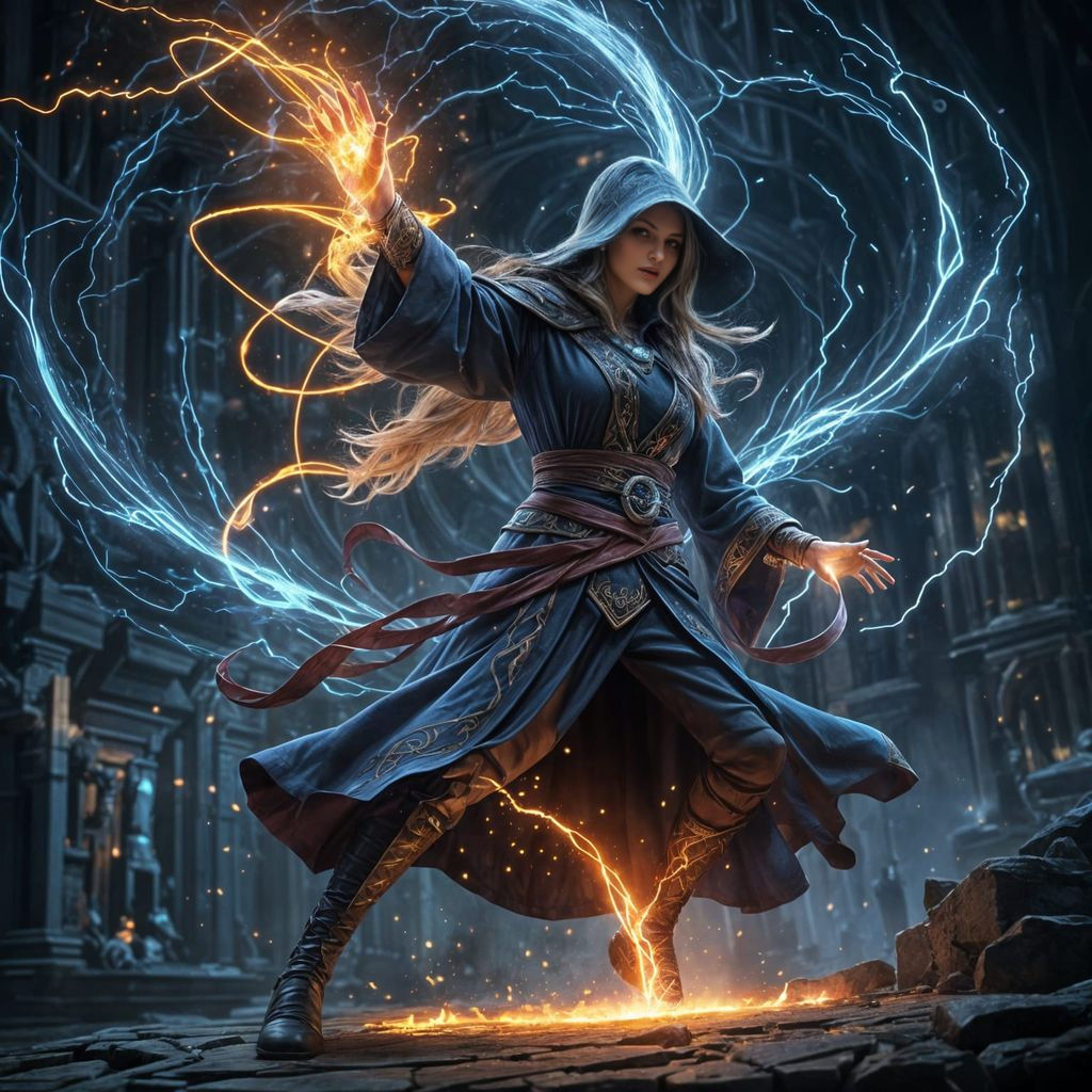 Sorceress Dances with Arcane Plasma Energy