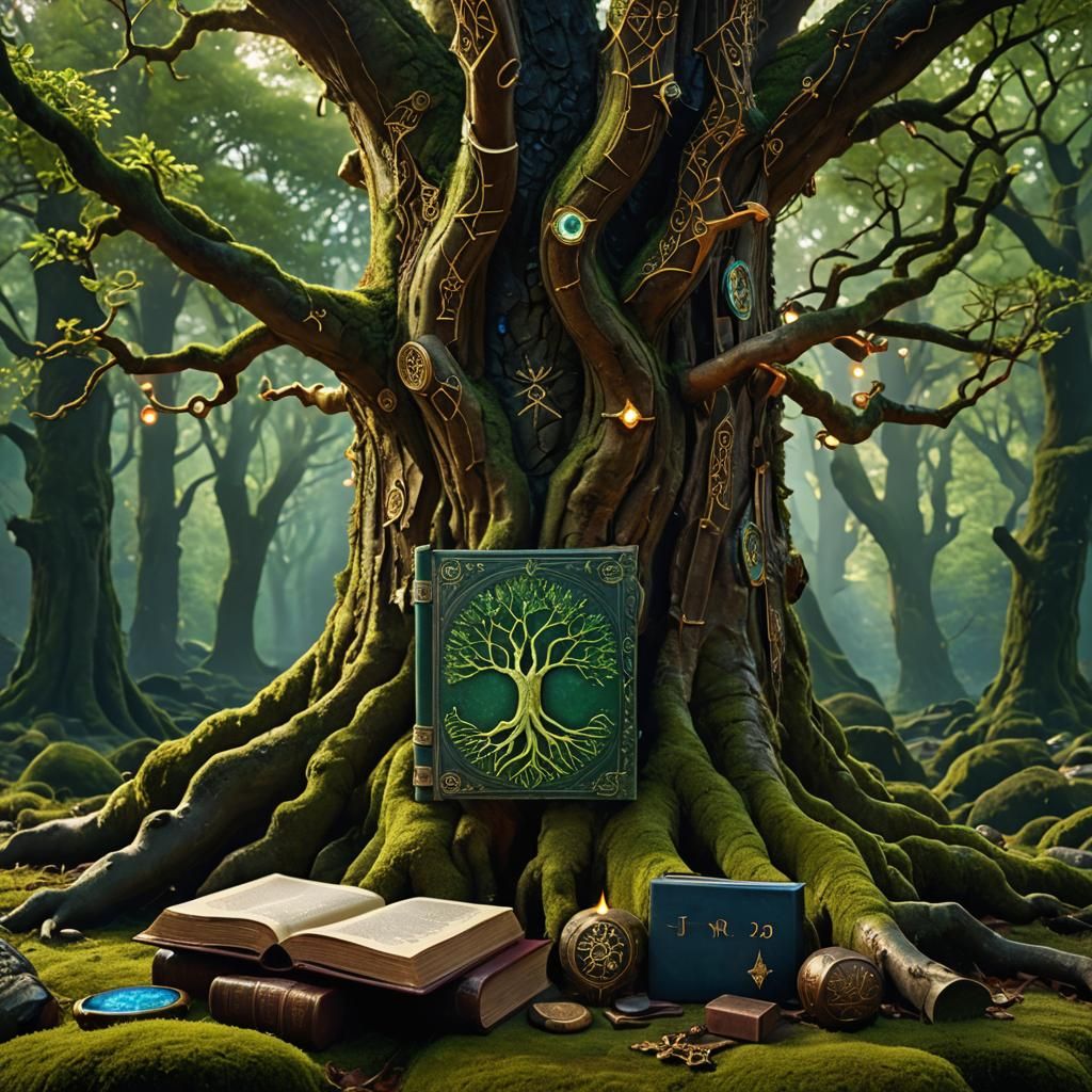 Enchanted Tree and Book Cover Art