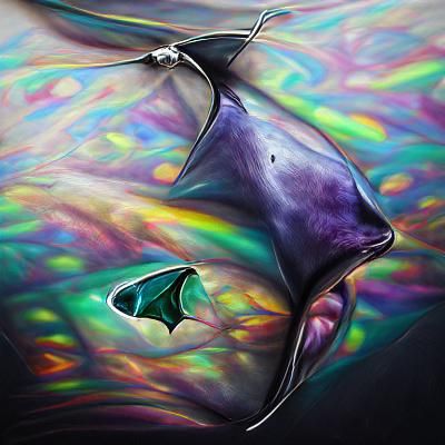 Iridescent Manta Ray in Hyperrealistic Style