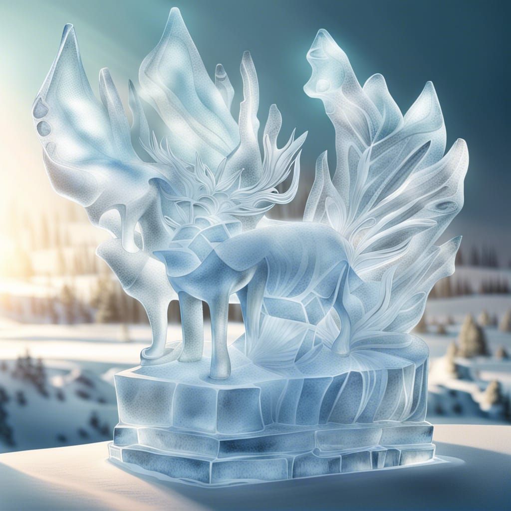 Detailed Illustrations of Delicate Ice Sculptures