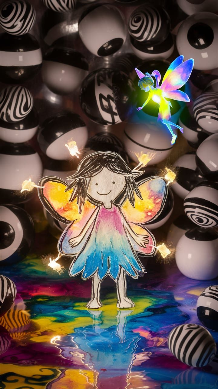 Fairy Illuminated by Fireflies in Rayograph-Inspired Art