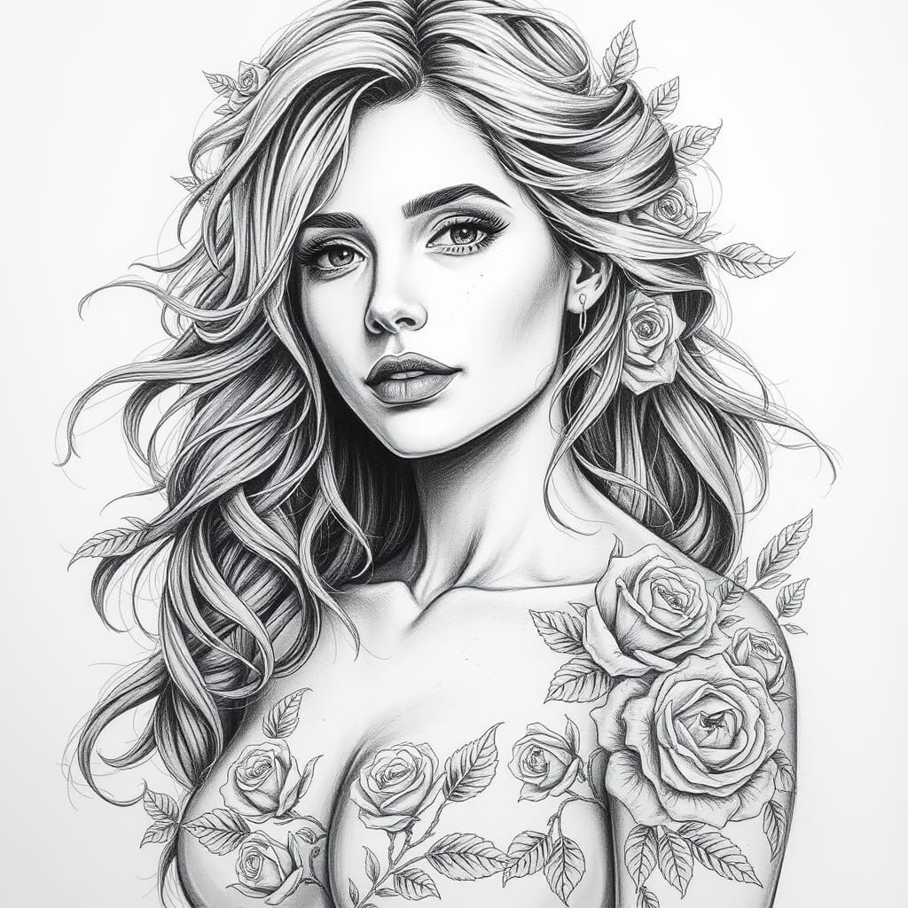 Elegant Black and White Portrait in Fine Art Pencil Style