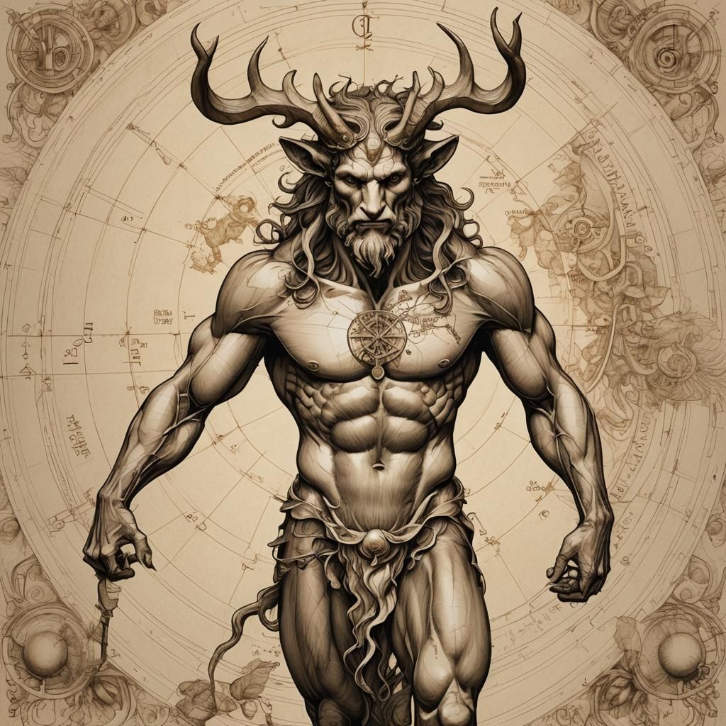Faun Anatomy in Golden Ratio: Da Vinci Style