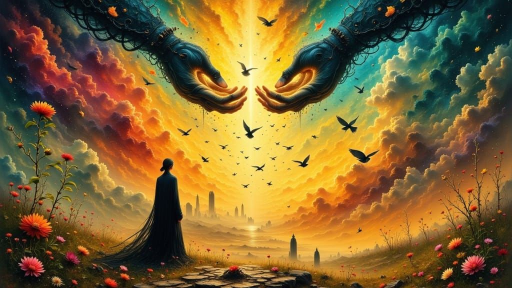 Surrealist Masterpiece: Humanity Escapes Oppression to Utopi...