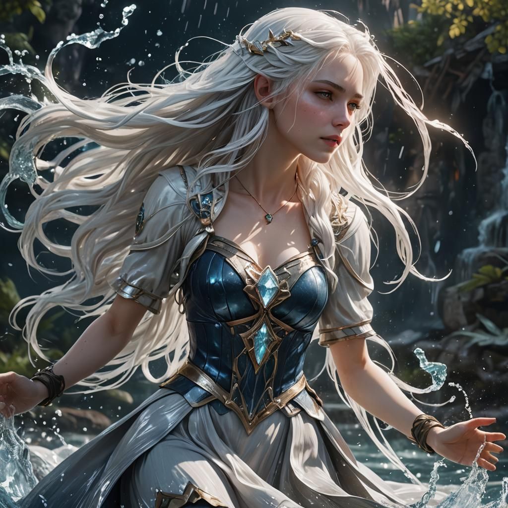 Teenage Water Goddess in Fantasy Concept Art