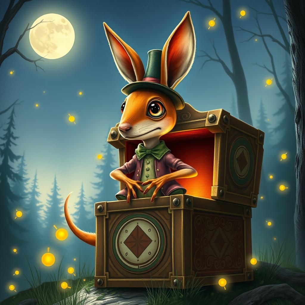 Kangaroo Rabbit Frog Hybrid in Dreamlike Forest