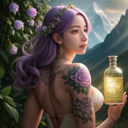 Botanical Tattoo of Medicinal Herbs in Botanical Art Style