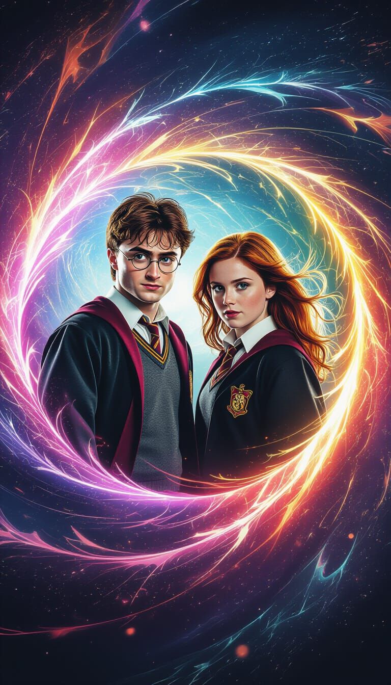 Harry Potter and Ginny in a Magic Vortex