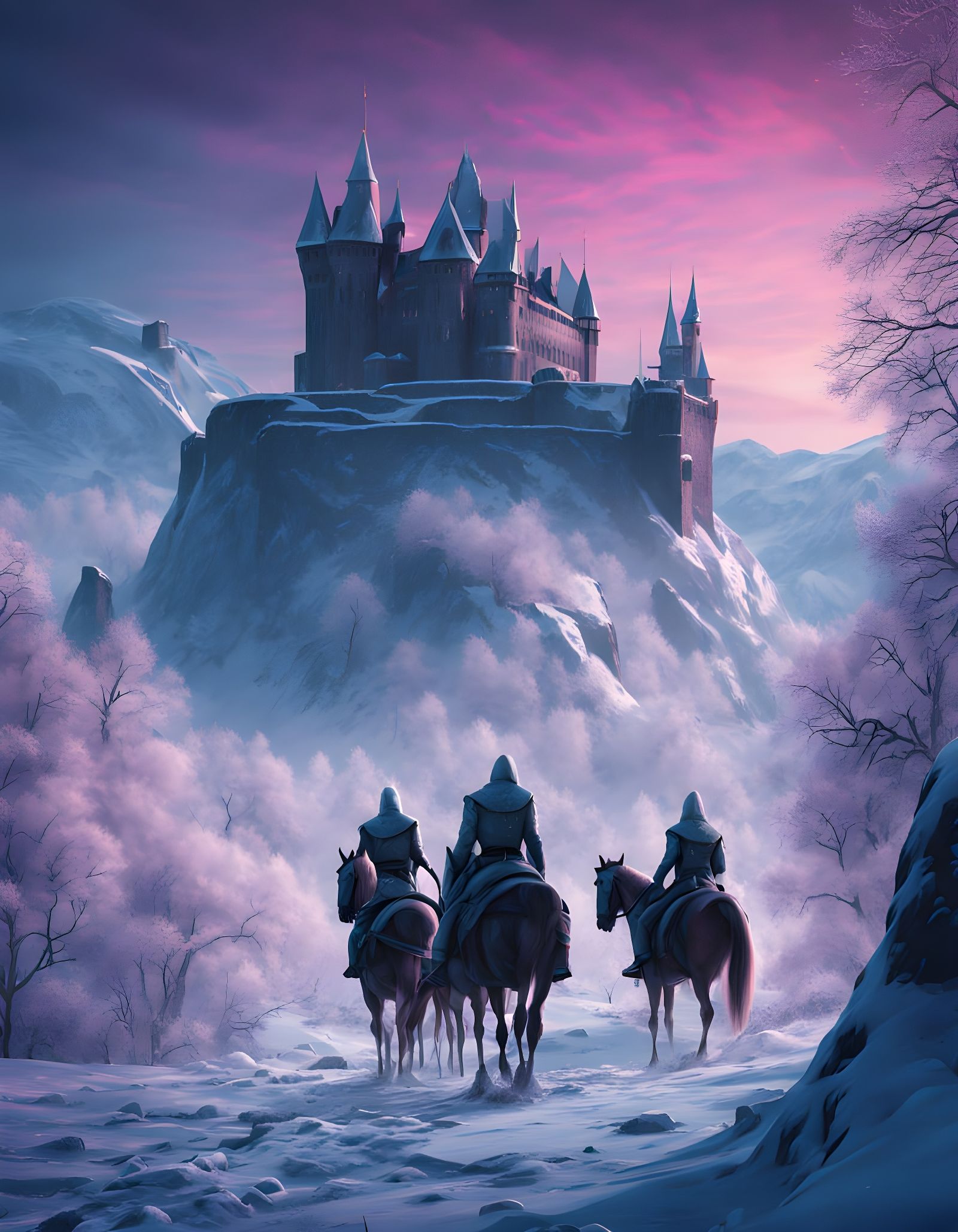 A winter kingdom with knights