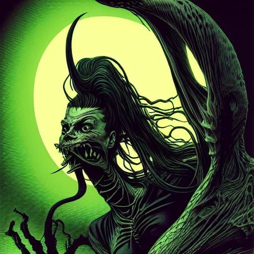 Fanged Monster Woman in Dark Fantasy Style