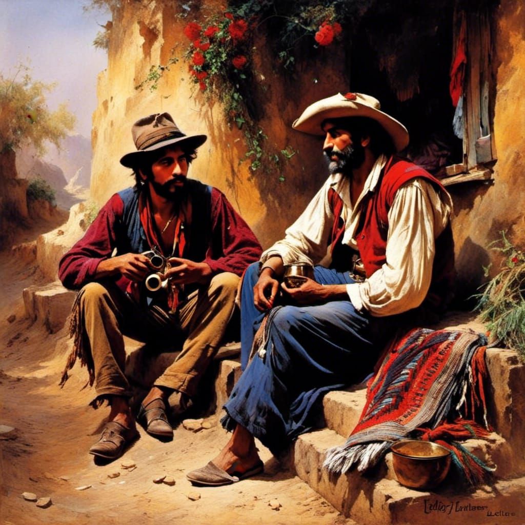 Bohemian Man Portrait in Digital Art Style