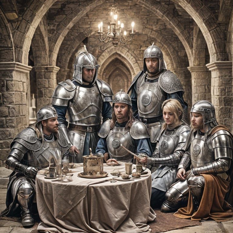 <lora:Crusader:1.0>King Arthur Saga The Round Table with Kni...