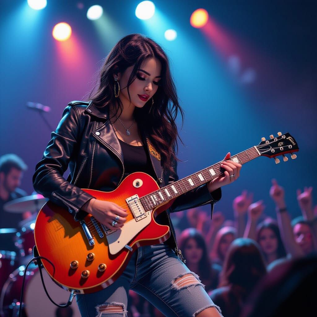 Rocker Woman Performing Live on Stage