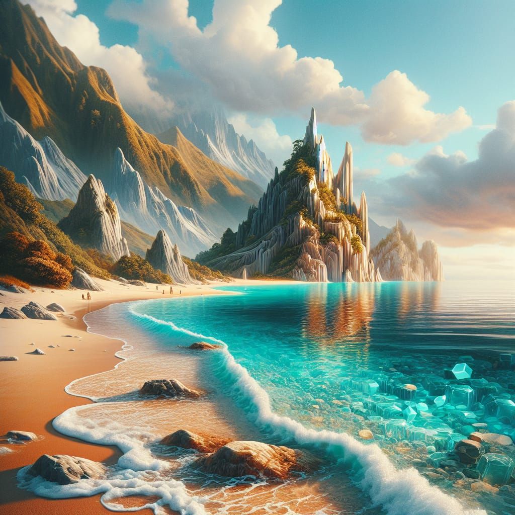 Blonde Woman in Bikini on Beach: Fantasy Concept Art