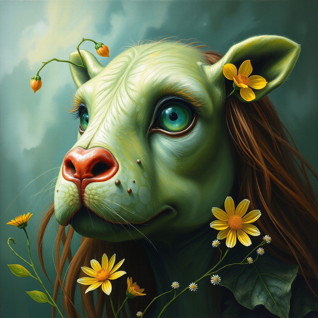 Enchanting Forest Girl Portrait with Floral Hair