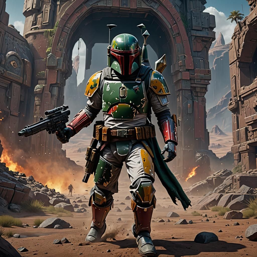 Detailed Matte Painting of Boba Fett