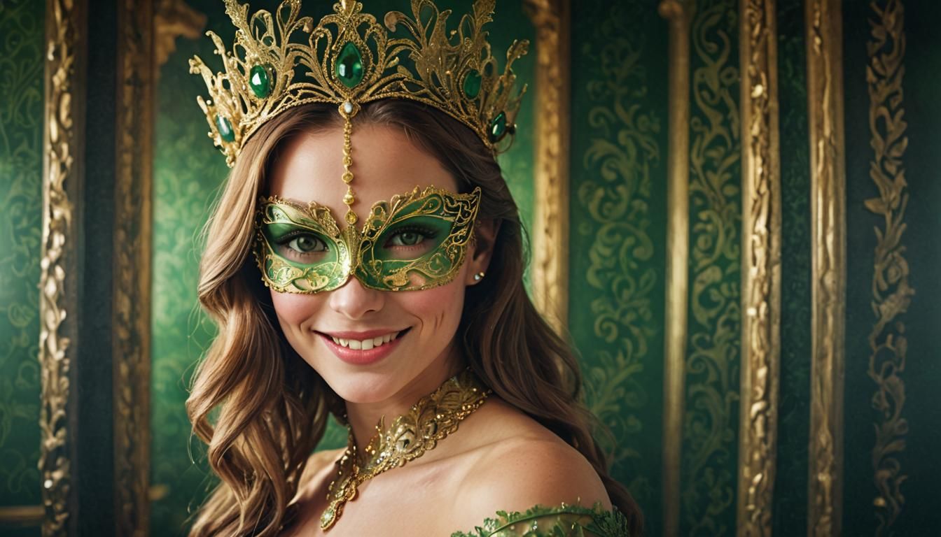 Royal Princess in Masquerade Mask, Double Exposure Style