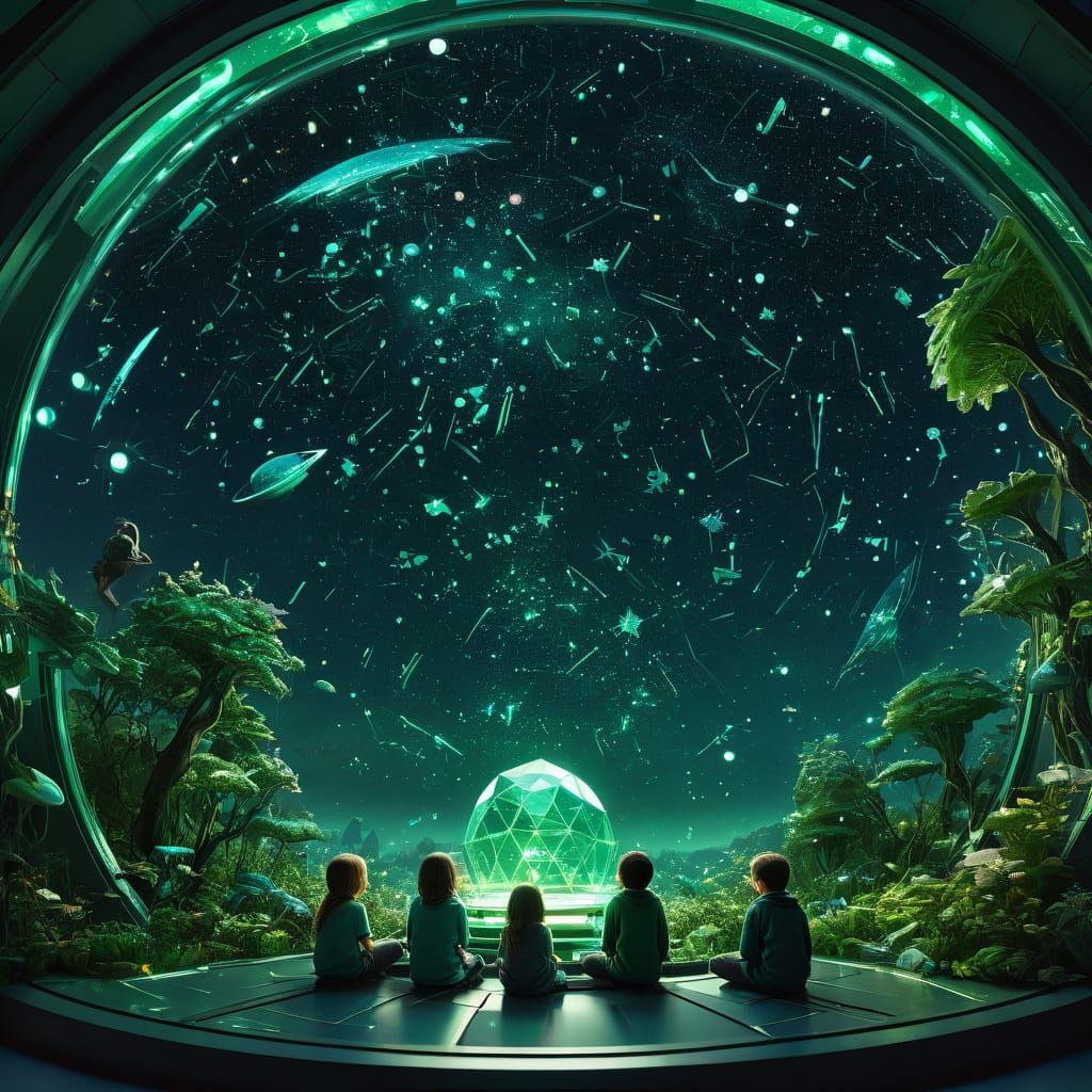 Children Gaze at Cosmic Wonder Inside Geodesic Dome