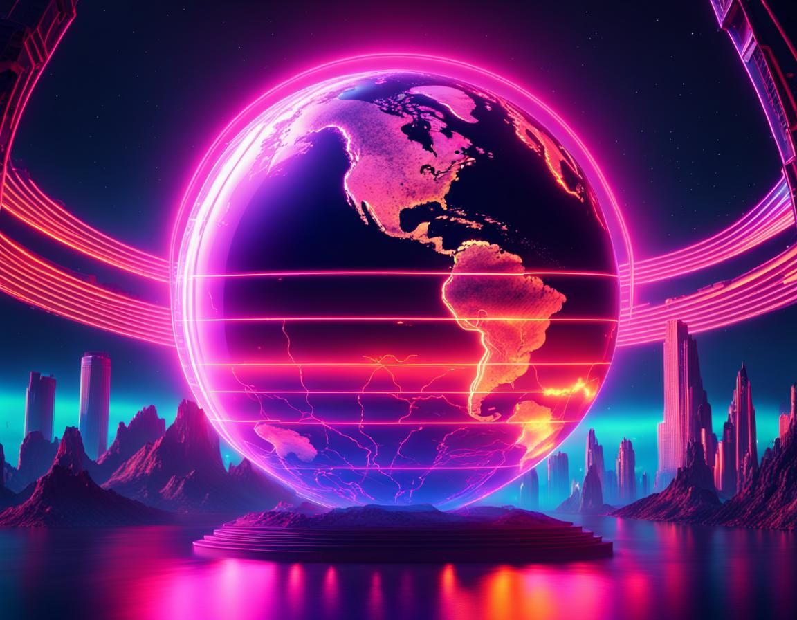 Earth Ablaze: A Retrowave Apocalyptic Vision
