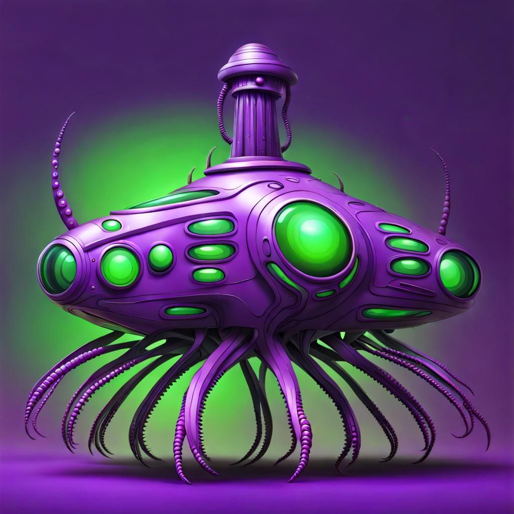 Alien Cyborg Spaceship with Tentacles: A Sci-Fi Vision
