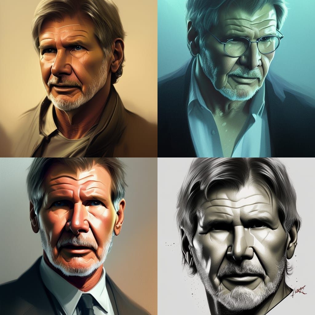 Detailed Portrait of Harrison Ford in Digital Art Style