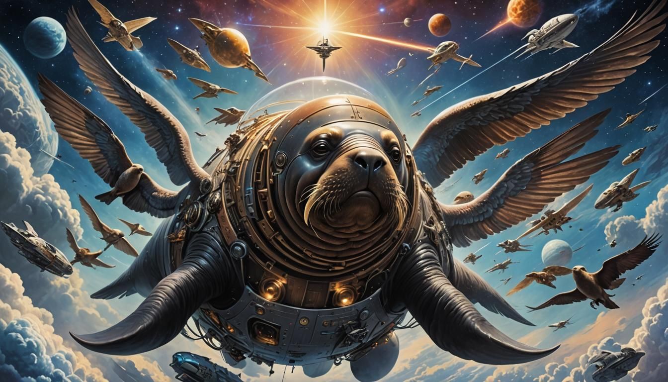Cosmic Walrus Soaring Through Space