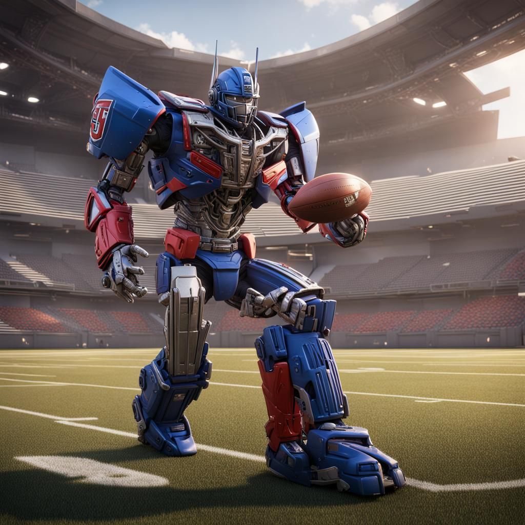 Optimus Prime Plays High School Football in Matte Painting
