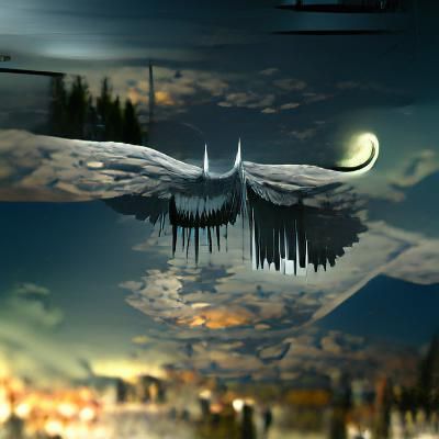 Upside-Down Night Angel in Matte Painting Style