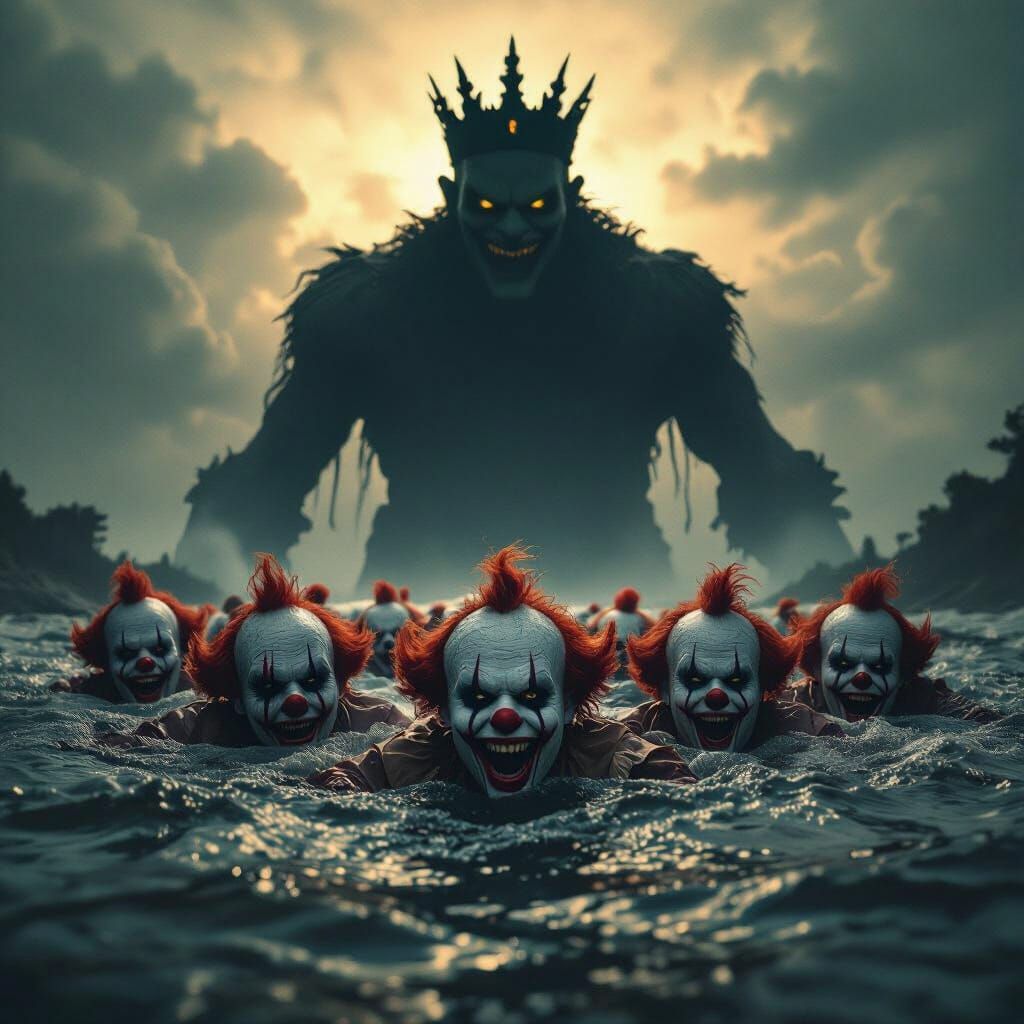 Demonic Clowns Fight Flood Under King Og's Shadow