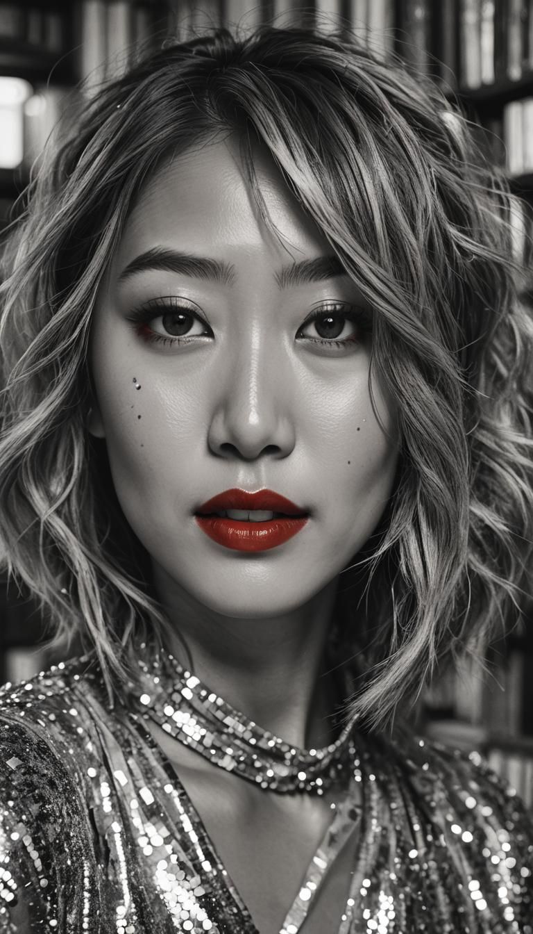Karen Fukuhara Portrait in Brutalist Library