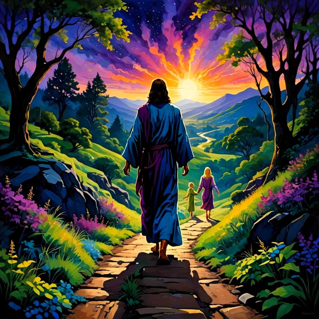 Jesus Silhouette Protecting a Couple in Graffiti Art