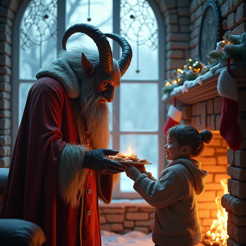 Krampus Offers Cookies on Christmas Eve