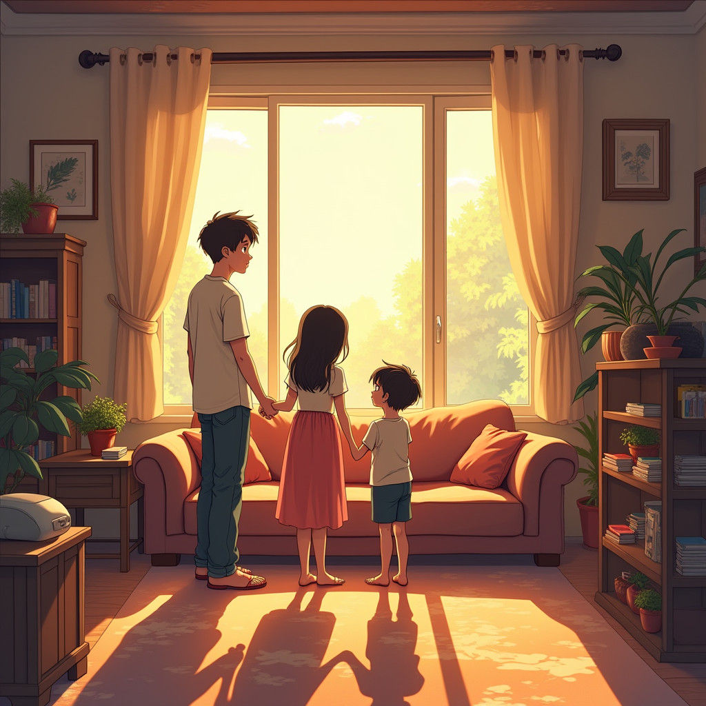 Anime-Style Home Radiating Family Love
