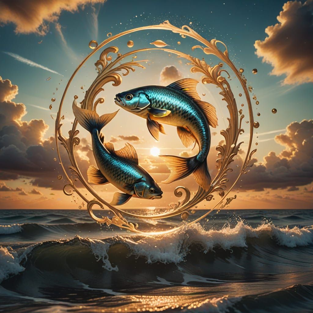 Surreal Double Exposure Captures Celestial Pisces Symbol