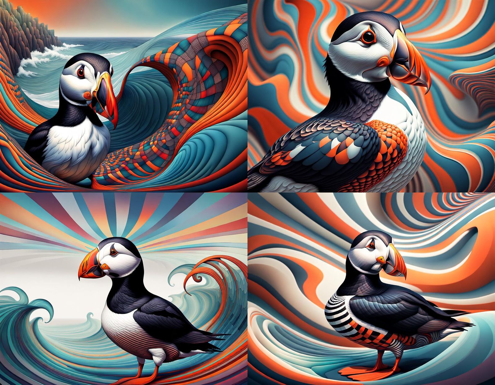 Optical Illusion Puffin on the Seashore