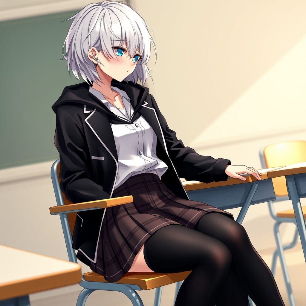 Anime-Inspired Schoolgirl with a Touch of Rebellion