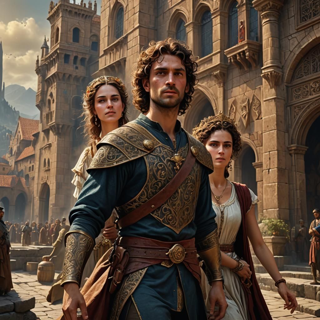 Young King David with Peasant Girlfriend: Detailed Matte Pai...