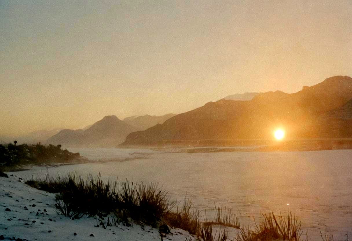 Dreamlike Winter Journey at Desert and Sea