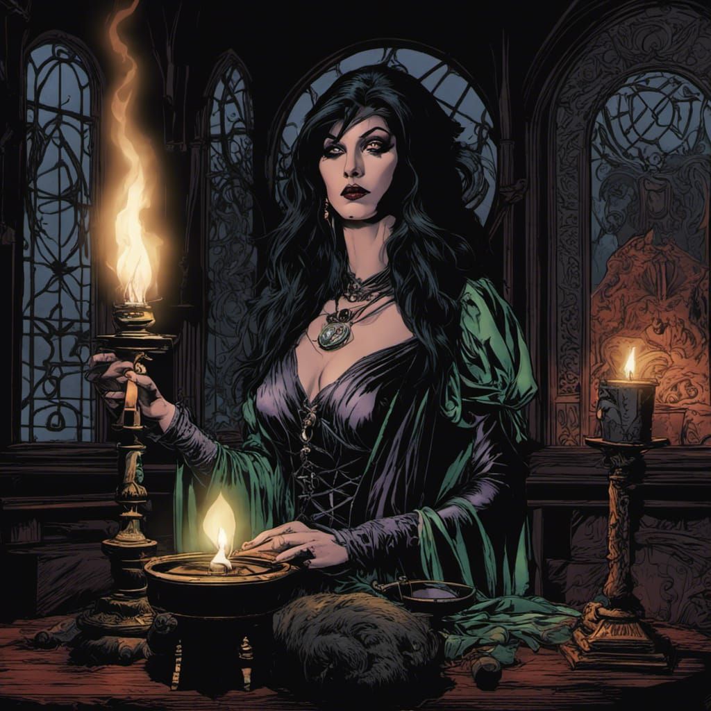 Morgan le Fay in Dark Goth Fantasy Style