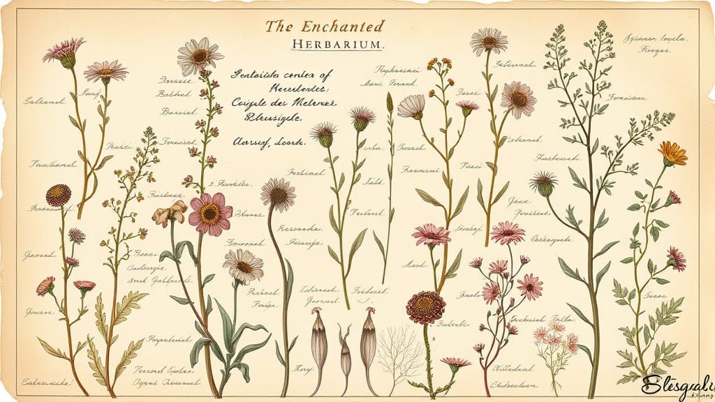 Victorian Botanical Study in Antique Style