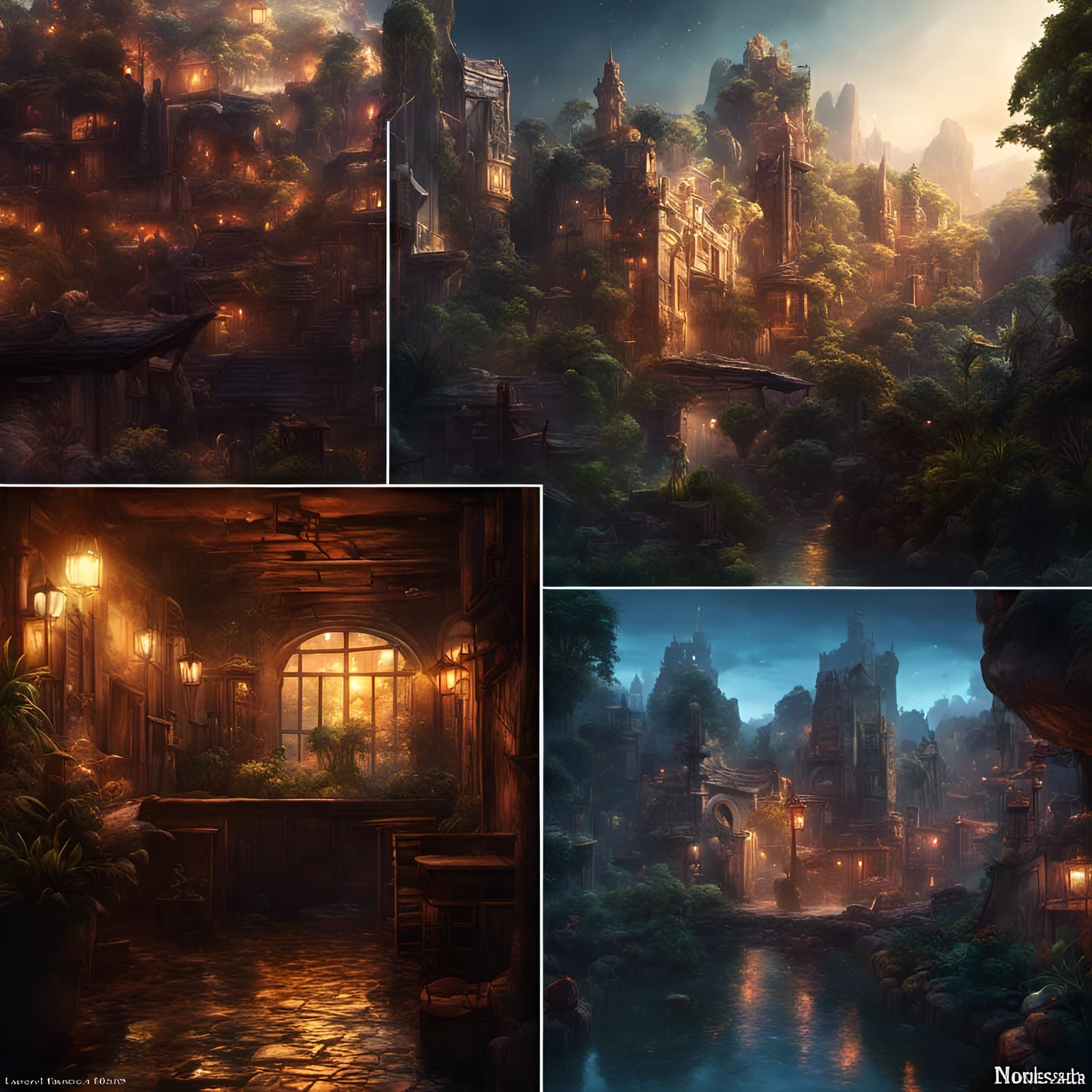 Night City View from Window, Detailed Matte Painting
