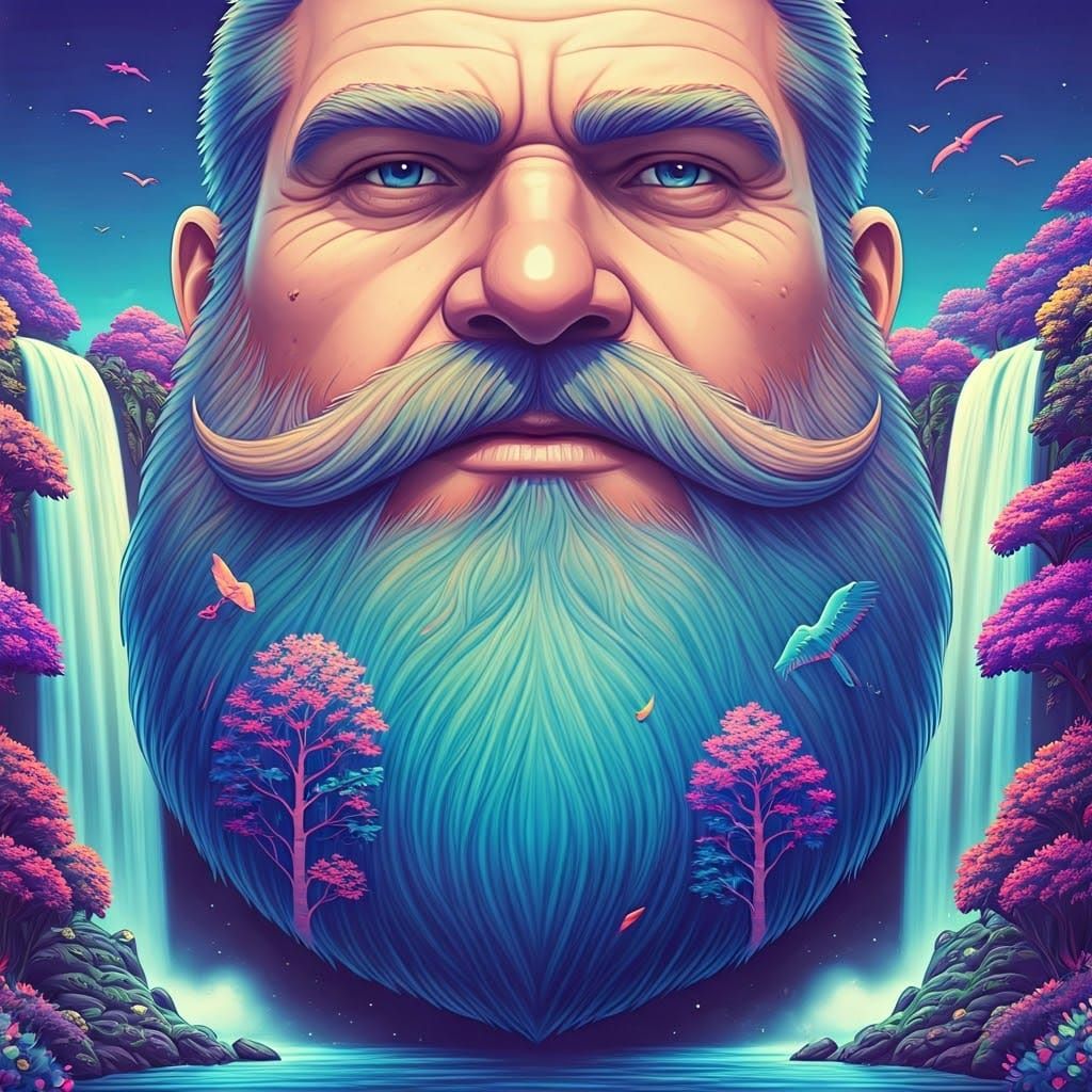 Lisa Frank Beard Dreamscape in Manga Style