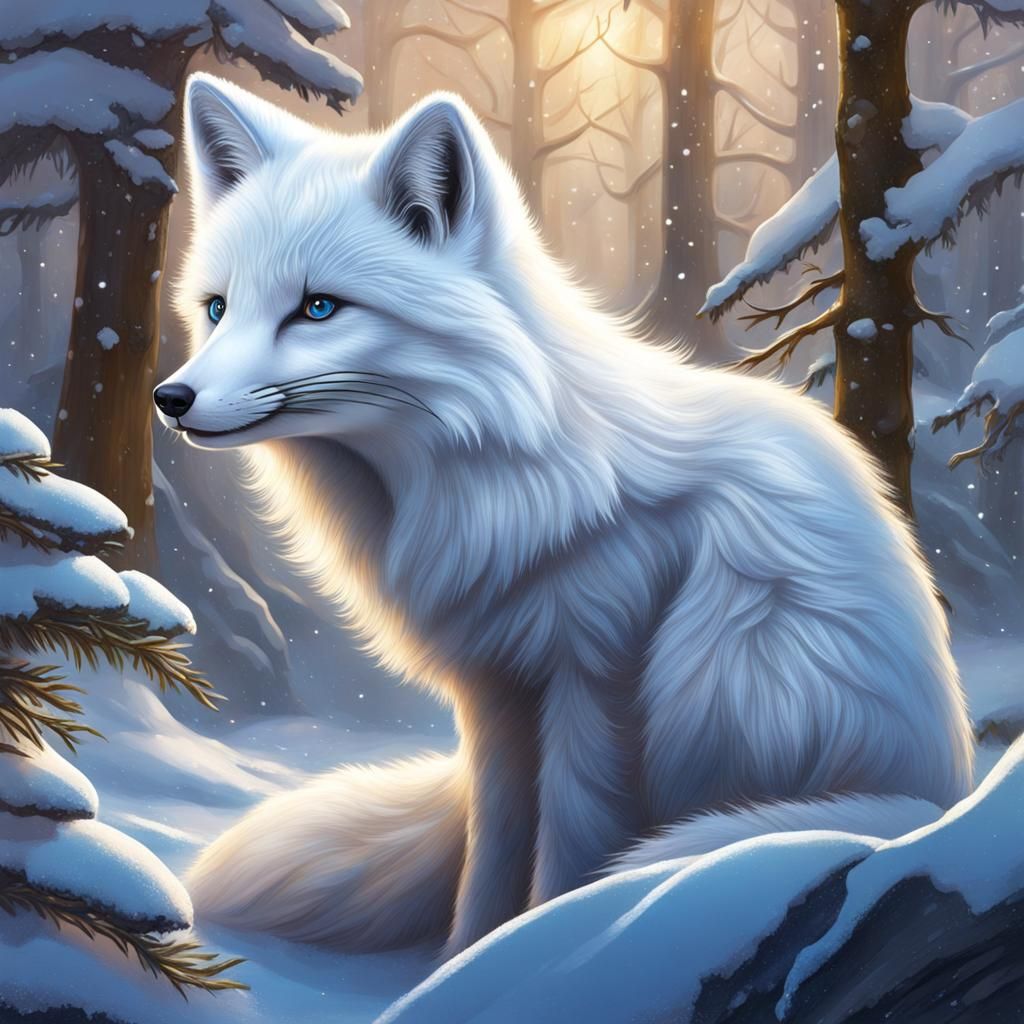 Snowy Winter Garden Hybrid Animal Illustration
