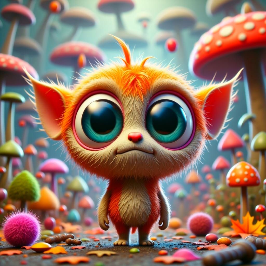 Whimsical Fae Sprite Wanders Mystical Crystal Landscape